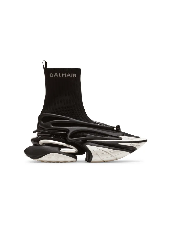 Unicorn Knit And Rubber Sneakers Black Men Balmain Sneakers