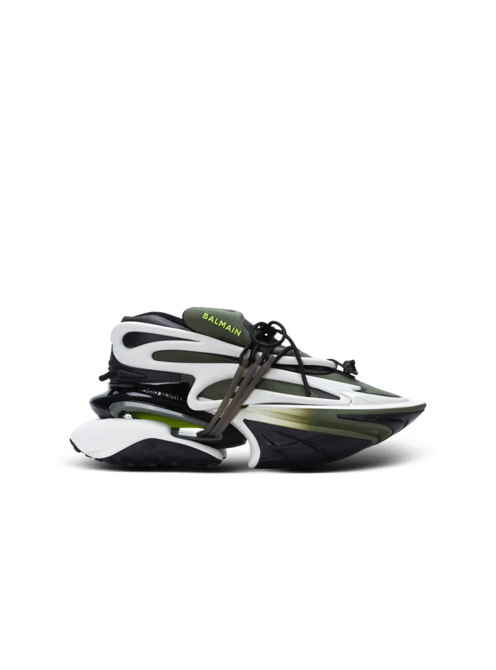 Unicorn Lowtop Sneakers In Neoprene And Calfskin Khaki Men Balmain Sneakers