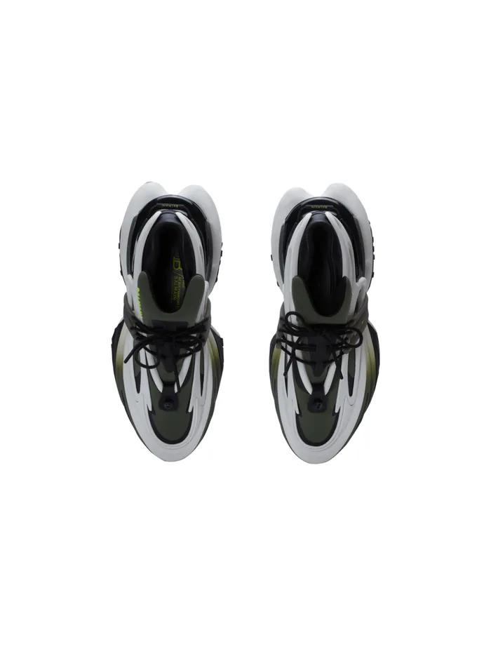 Unicorn Lowtop Sneakers In Neoprene And Calfskin Khaki Men Balmain Sneakers