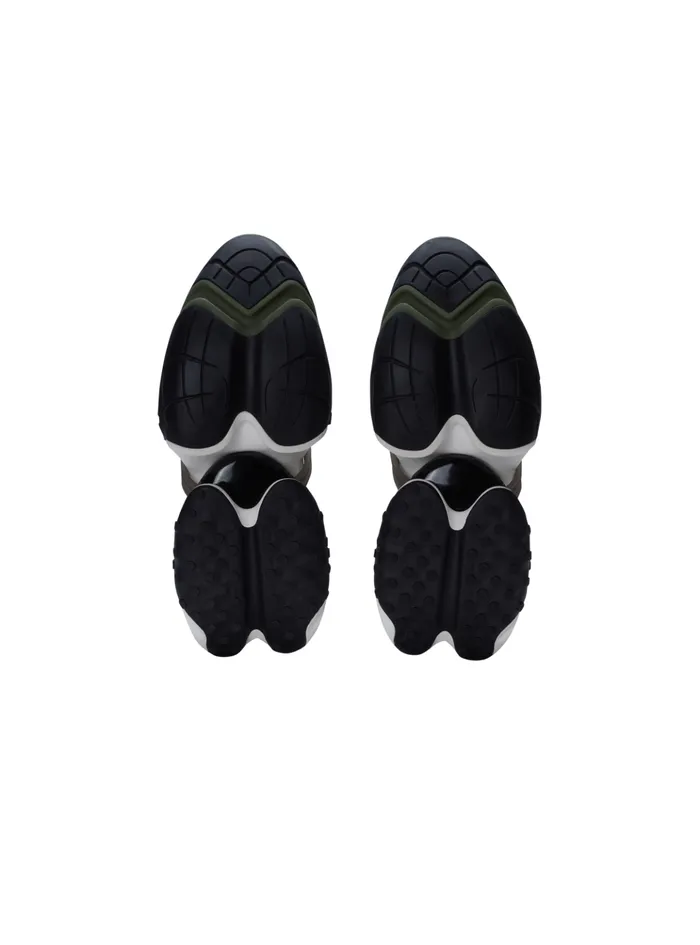 Unicorn Lowtop Sneakers In Neoprene And Calfskin Khaki Men Balmain Sneakers
