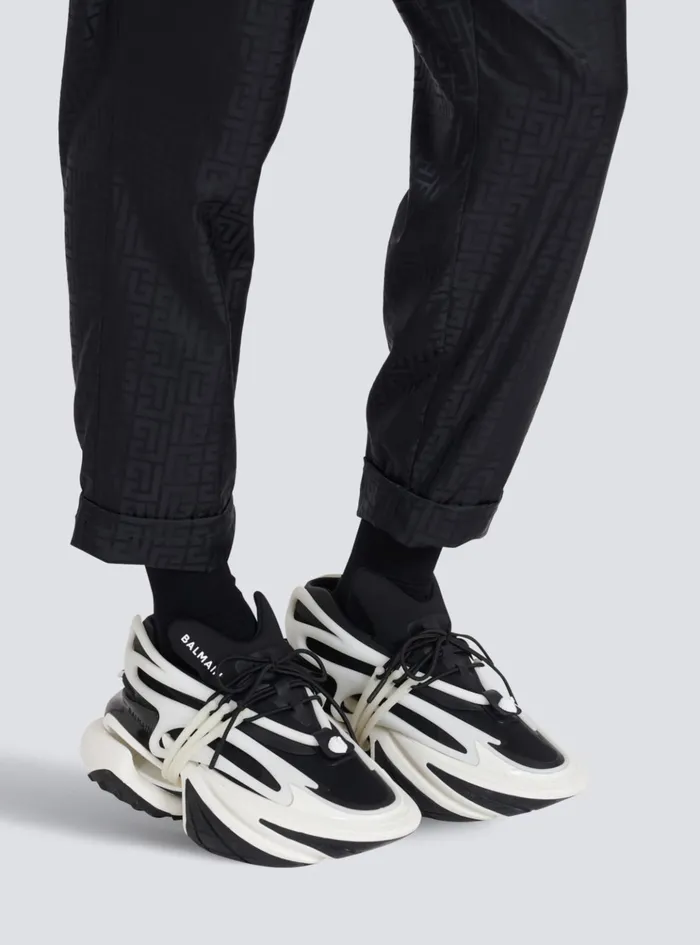 Unicorn Lowtop Sneakers In Neoprene And Leather Black Men Balmain Sneakers