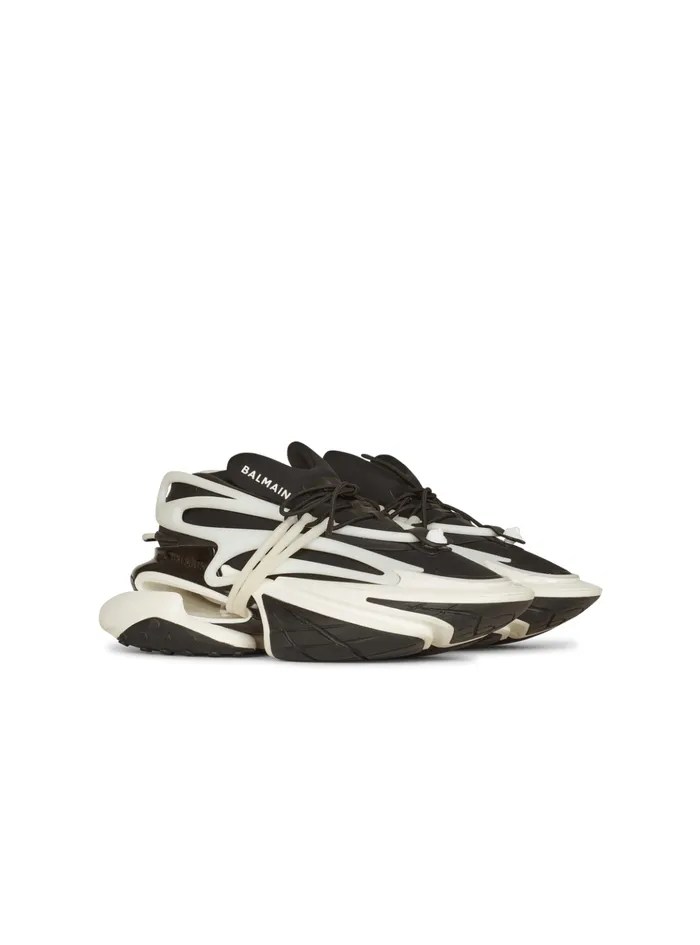 Unicorn Lowtop Sneakers In Neoprene And Leather Black Men Balmain Sneakers