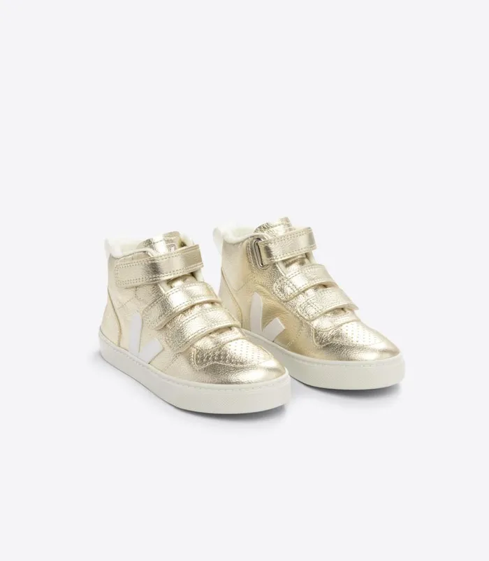 VEJA V10 Mid Kids V10 MID FURED LEATHER PLATINE