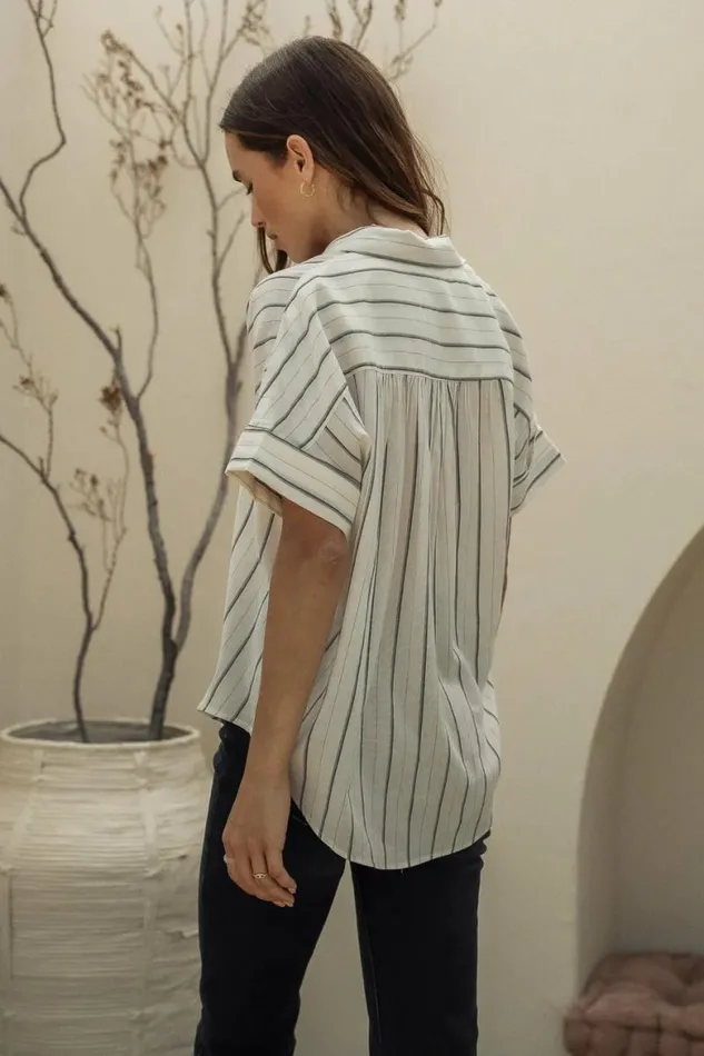 Vera Striped Top Ivory Women Bohme Tops