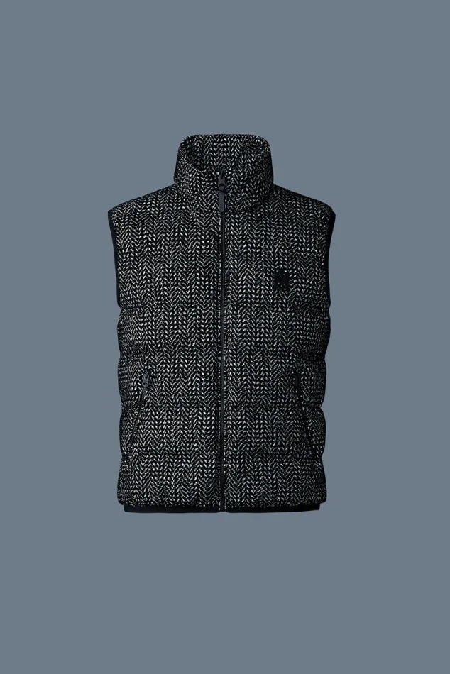 Vests Men Mackage FISHERFLP Flocked Light Down Vest Blackwhite Vests Men Mackage FISHERFLP Flocked Light Down Vest Blackwhite