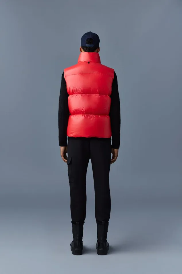 Vests Men Mackage KANE Lustrous Light Down Vest With Funnel Collar Black