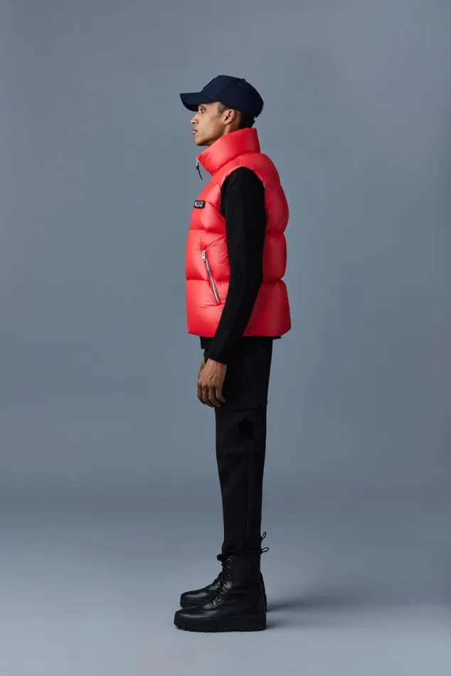 Vests Men Mackage KANE Lustrous Light Down Vest With Funnel Collar Black