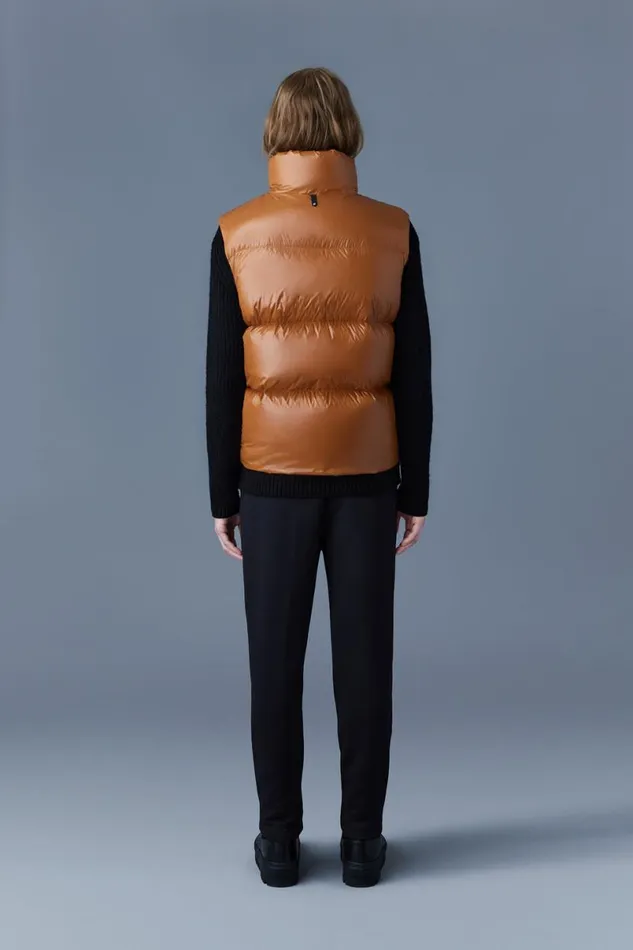 Vests Men Mackage KANE Lustrous Light Down Vest With Funnel Collar Black