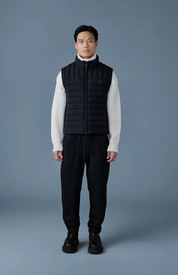 Vests Men Mackage TITUS Perpendicular Channel Quilt Down Vest Black Vests Men Mackage TITUS Perpendicular Channel Quilt Down Vest Black