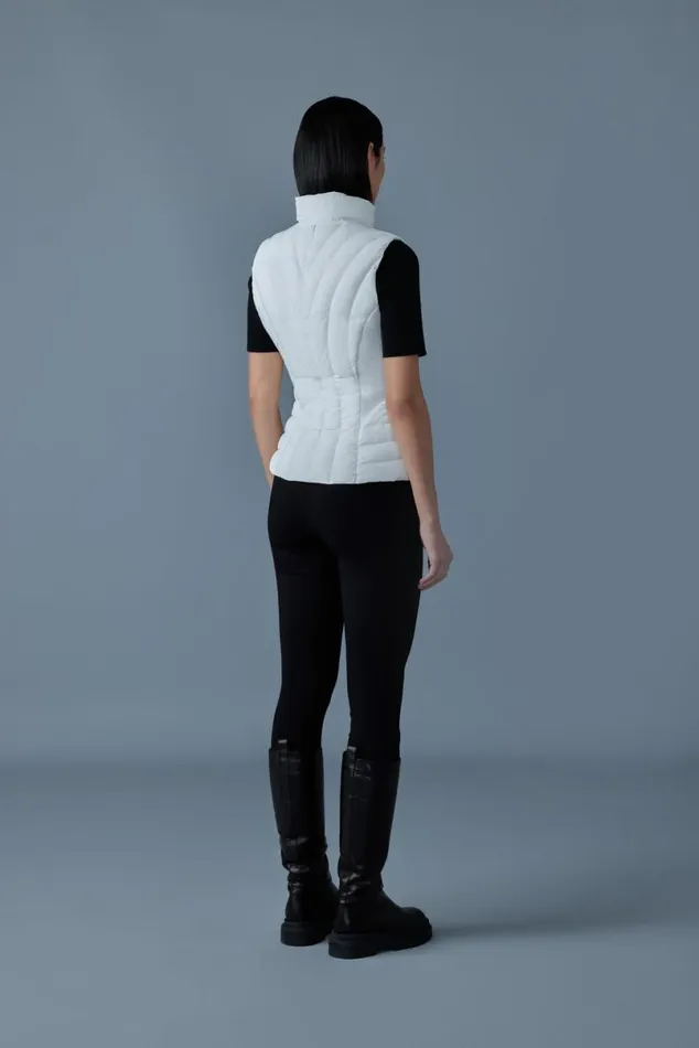 Vests Women Mackage AURELIA Smocked Detail Light Down Vest Black Vests Women Mackage AURELIA Smocked Detail Light Down Vest Black