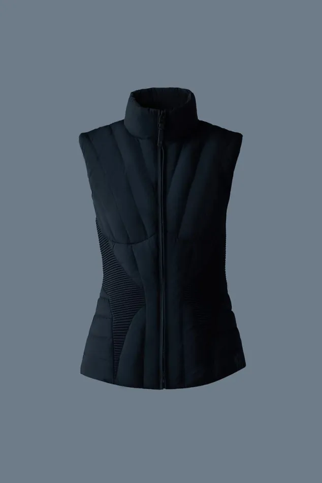 Vests Women Mackage AURELIA Smocked Detail Light Down Vest Black Vests Women Mackage AURELIA Smocked Detail Light Down Vest Black