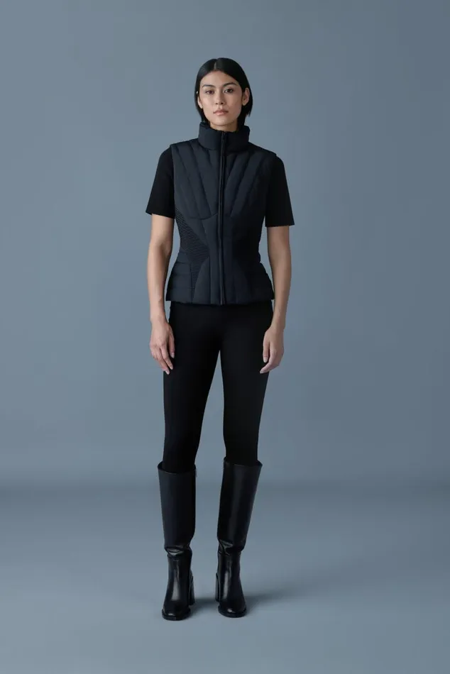 Vests Women Mackage AURELIA Smocked Detail Light Down Vest Black Vests Women Mackage AURELIA Smocked Detail Light Down Vest Black