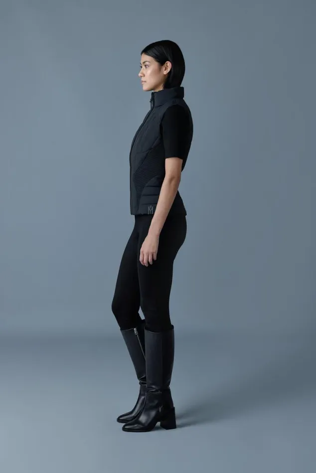 Vests Women Mackage AURELIA Smocked Detail Light Down Vest Black Vests Women Mackage AURELIA Smocked Detail Light Down Vest Black