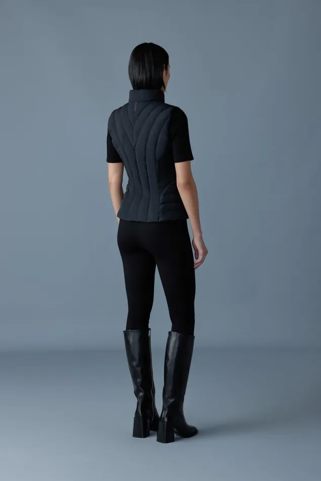 Vests Women Mackage AURELIA Smocked Detail Light Down Vest Black Vests Women Mackage AURELIA Smocked Detail Light Down Vest Black