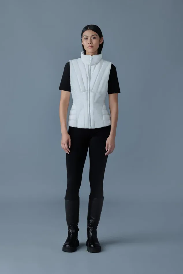 Vests Women Mackage AURELIA Smocked Detail Light Down Vest Black Vests Women Mackage AURELIA Smocked Detail Light Down Vest Black
