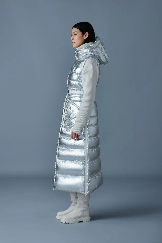 Vests Women Mackage IVANKAMSF Sleeveless Metallic Laminate Snowflake Coat Silver