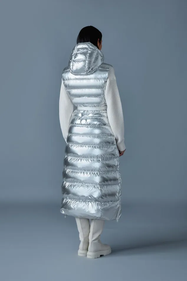 Vests Women Mackage IVANKAMSF Sleeveless Metallic Laminate Snowflake Coat Silver