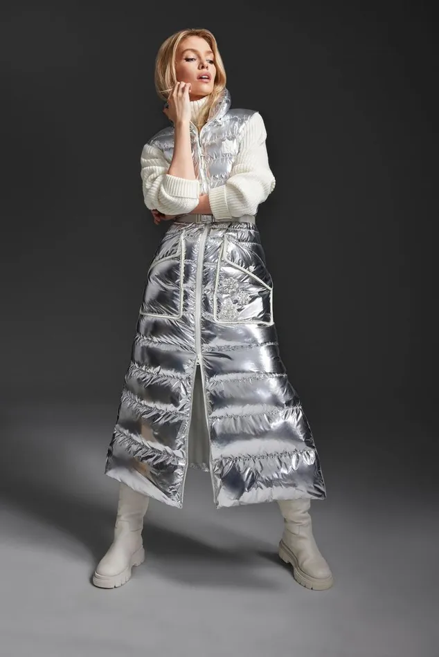 Vests Women Mackage IVANKAMSF Sleeveless Metallic Laminate Snowflake Coat Silver
