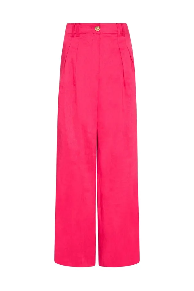 Vista High Waist Wide Leg Pant Bougainvillea Red Women Aje Pants