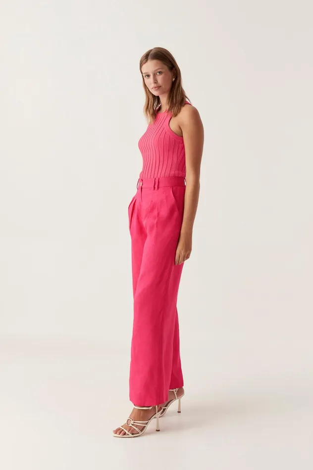 Vista High Waist Wide Leg Pant Bougainvillea Red Women Aje Pants
