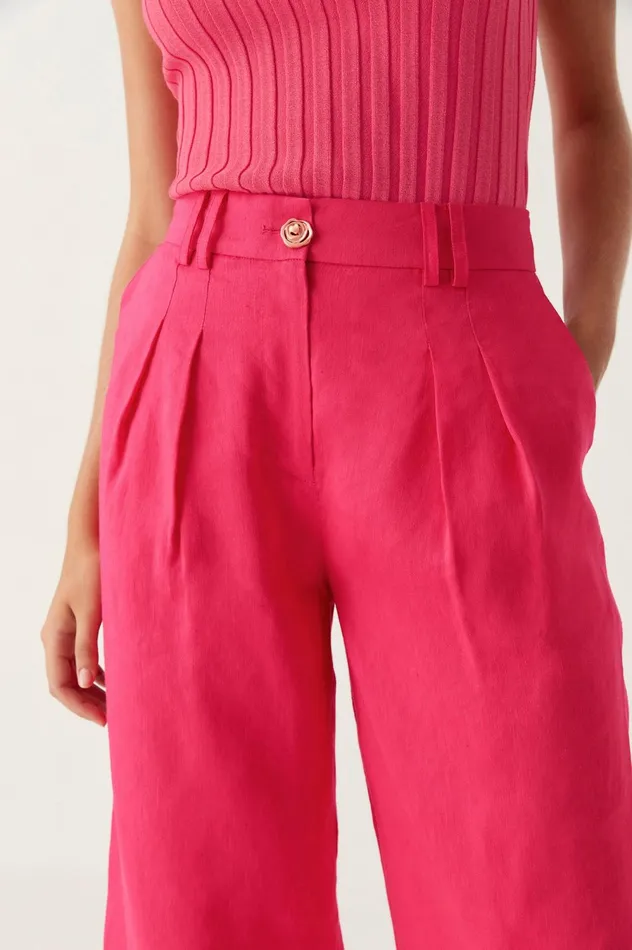 Vista High Waist Wide Leg Pant Bougainvillea Red Women Aje Pants