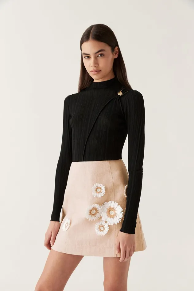 Wave Hardware Rib Knit Black Women Aje Knitwear 038 Jumpers
