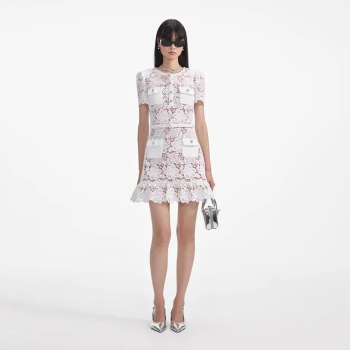 White Lace Mini Dress Women Self Portrait Dresses
