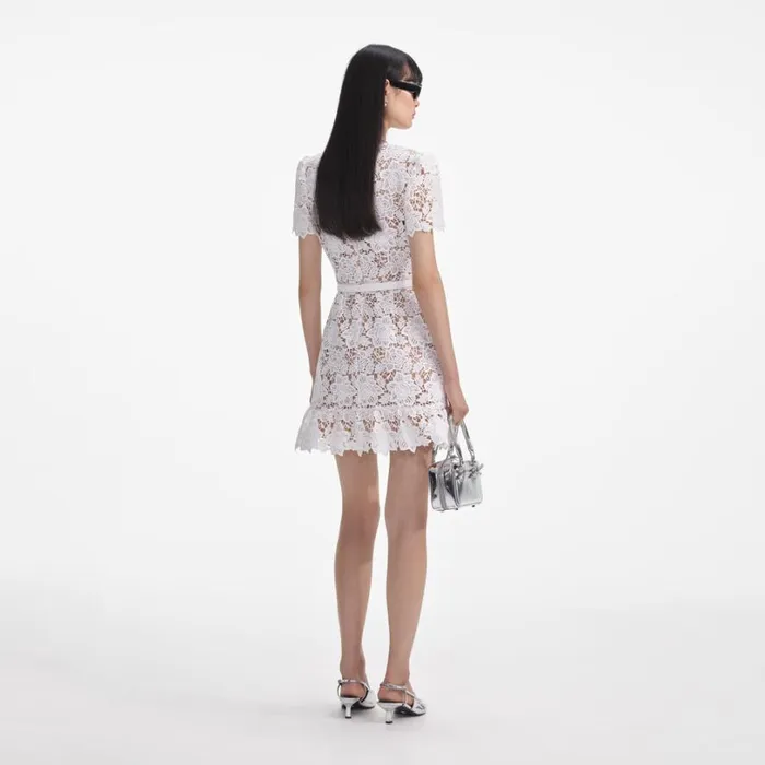 White Lace Mini Dress Women Self Portrait Dresses White Lace Mini Dress Women Self Portrait Dresses