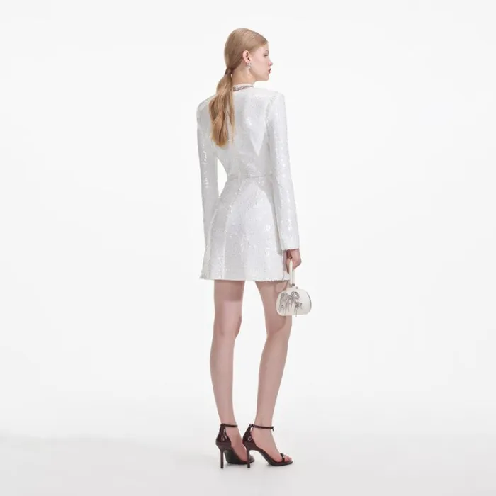 White Sequin Mini Dress Women Self Portrait Dresses