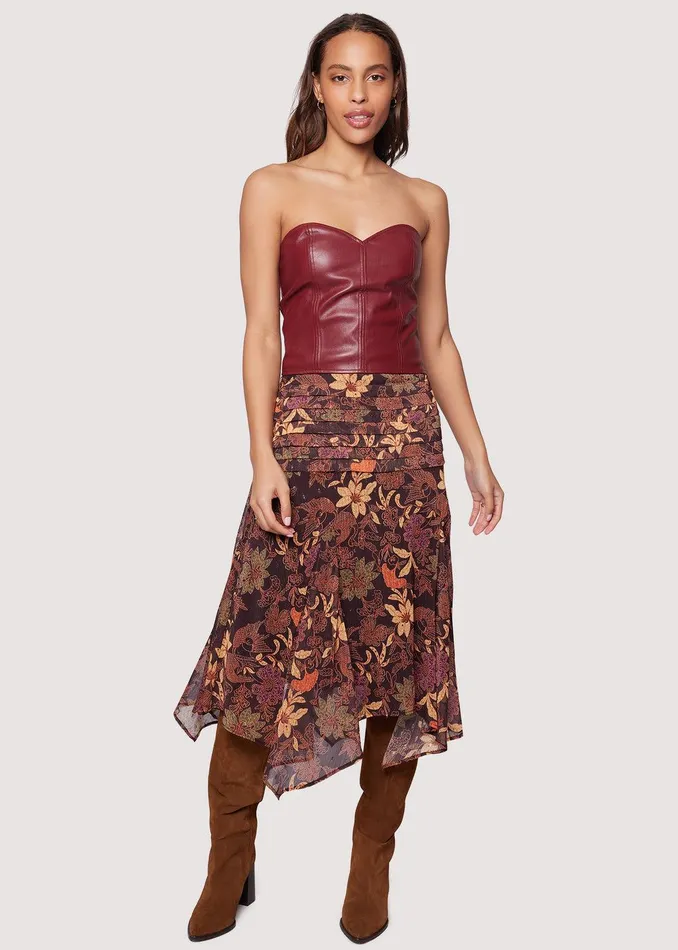 Wild Bergamot Midi Skirt Burgundy Women Lost Wander Skirts