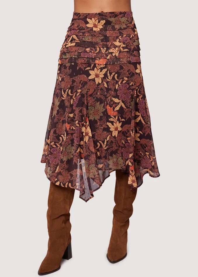 Wild Bergamot Midi Skirt Burgundy Women Lost Wander Skirts