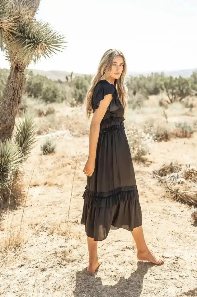 Willa Ruffle Dress In Black Black Women Bohme Dresses