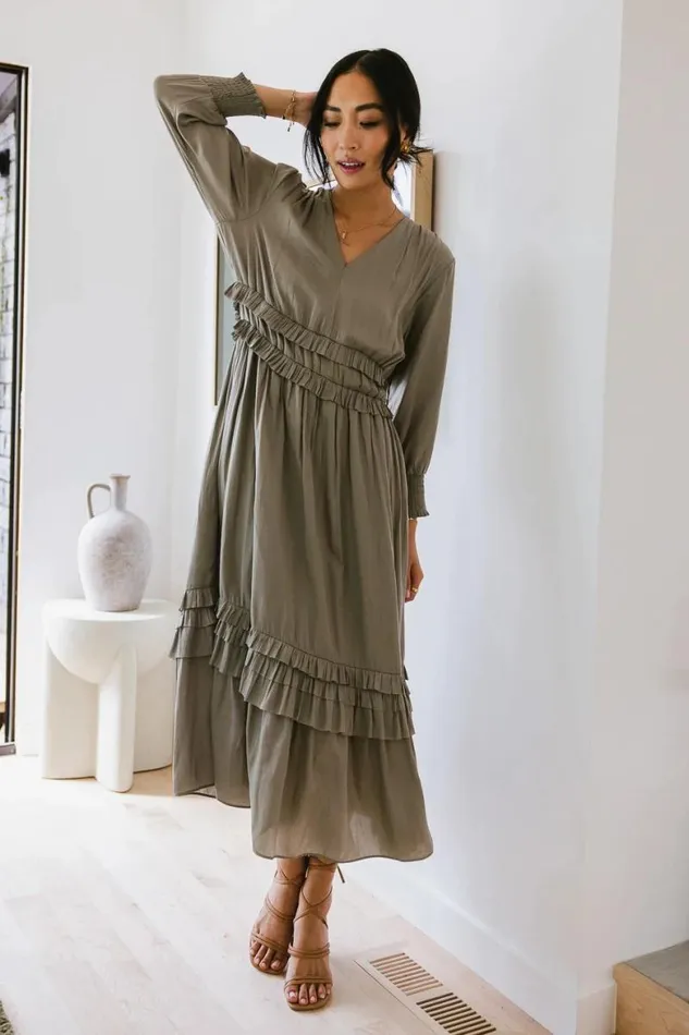 Willa Sleeved Ruffle Dress In Sage Sage Women Bohme Dresses