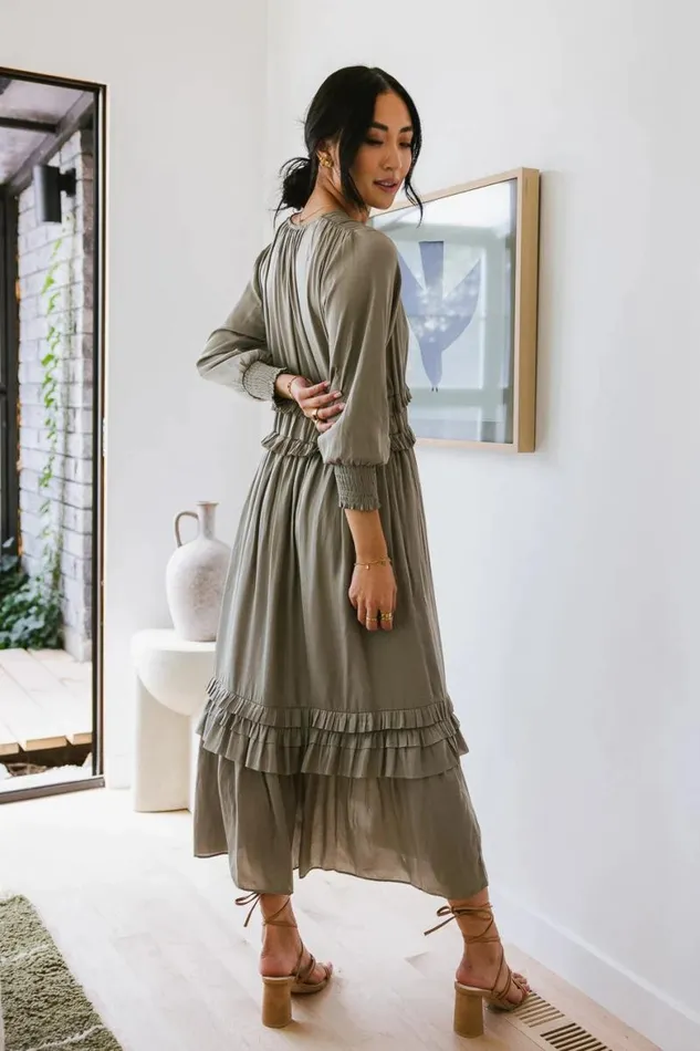 Willa Sleeved Ruffle Dress In Sage Sage Women Bohme Dresses