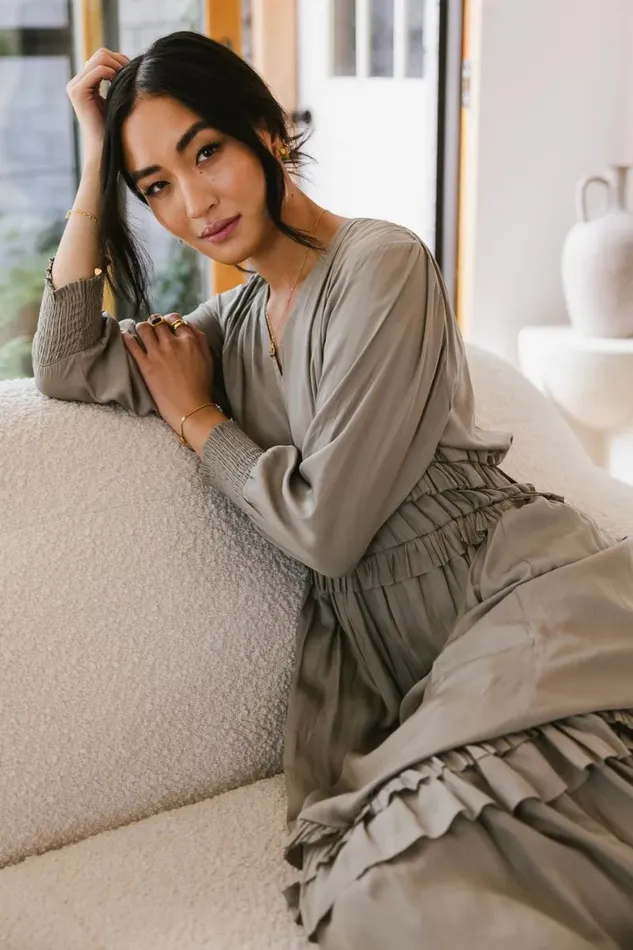 Willa Sleeved Ruffle Dress In Sage Sage Women Bohme Dresses
