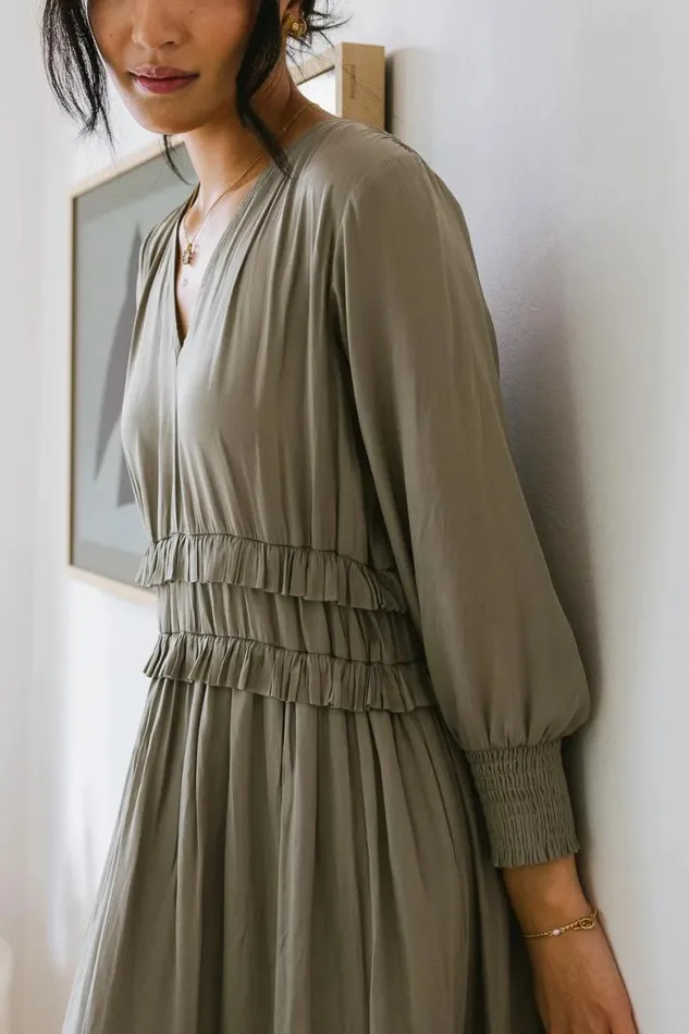 Willa Sleeved Ruffle Dress In Sage Sage Women Bohme Dresses