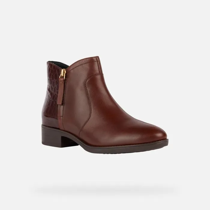 Woman Geox Ankle Boots FELICITY C Ankle Boots Chestnut Woman Geox Brown