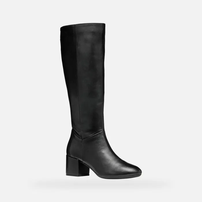 Woman Geox Boots ELEANA WOMAN Black Leather Boots Black