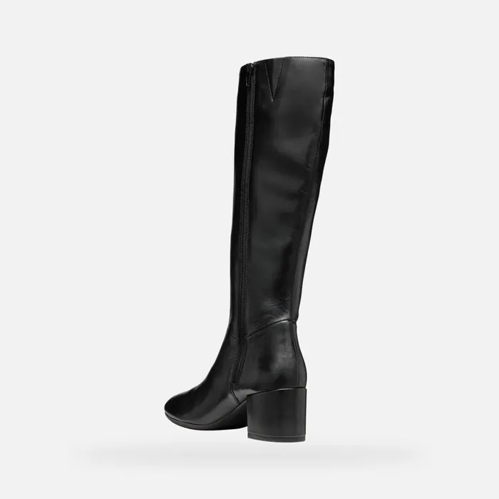 Woman Geox Boots ELEANA WOMAN Black Leather Boots Black