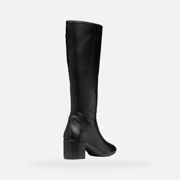 Woman Geox Boots ELEANA WOMAN Black Leather Boots Black