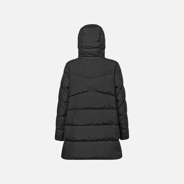 Woman Geox Down Jackets DALYLA WOMAN Black Fulllength Quilted Coat Black