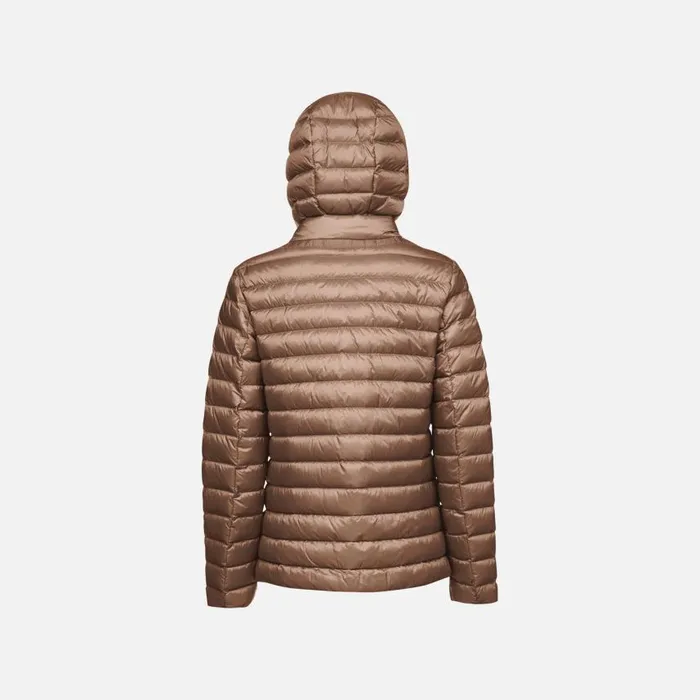 Woman Geox Down Jackets JAYSEN WOMAN Partridge Short Down Jacket Partridge