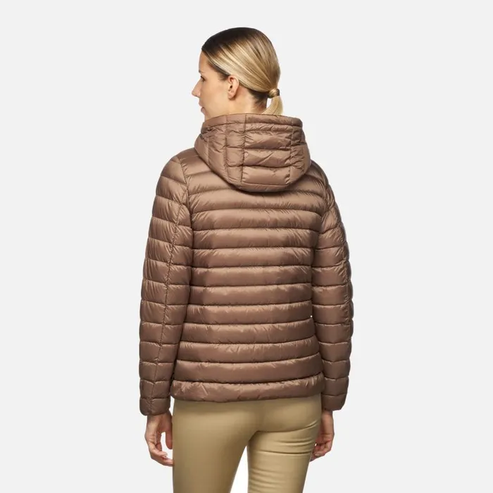 Woman Geox Down Jackets JAYSEN WOMAN Partridge Short Down Jacket Partridge