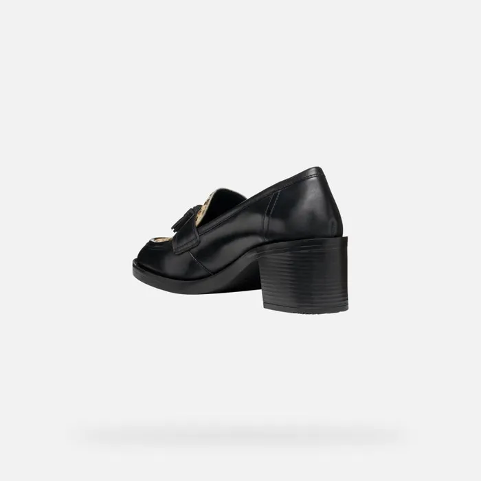 Woman Geox Heels SERILDA 60 WOMAN BlackCognac Heeled Loafers Blackcognac