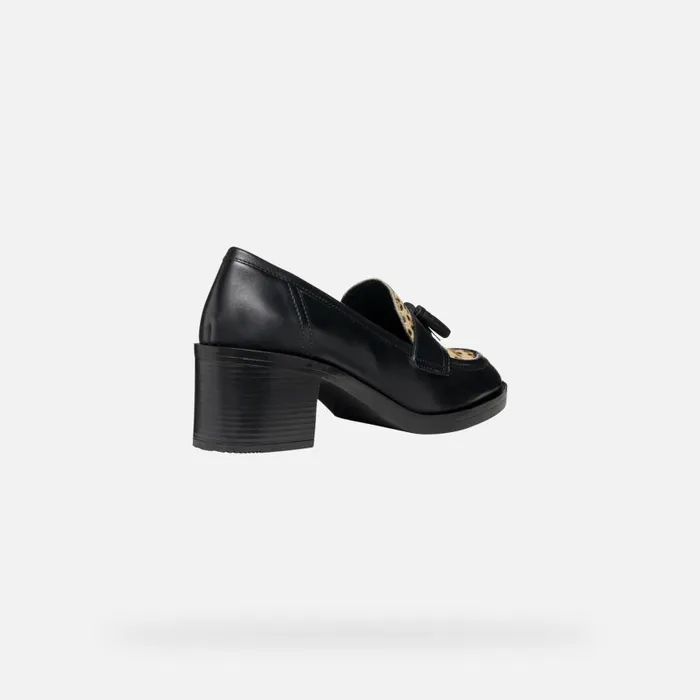 Woman Geox Heels SERILDA 60 WOMAN BlackCognac Heeled Loafers Blackcognac
