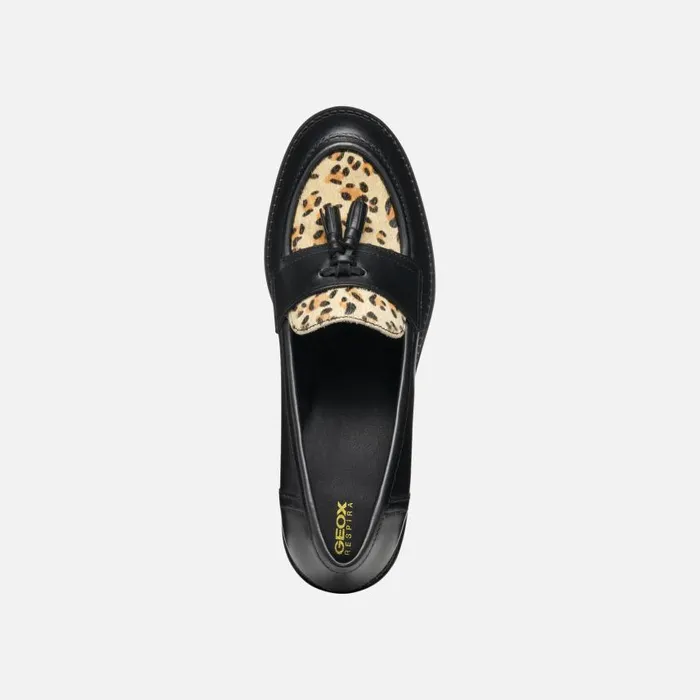 Woman Geox Heels SERILDA 60 WOMAN BlackCognac Heeled Loafers Blackcognac