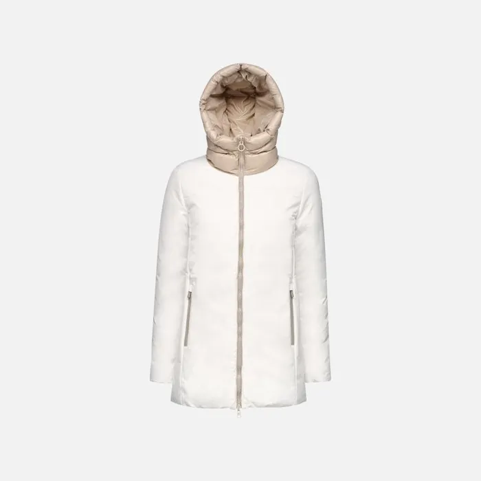 Woman Geox Jackets SPHERICA WOMAN Blanc De BlancString Reversible Jacket Blanc De Blancstring