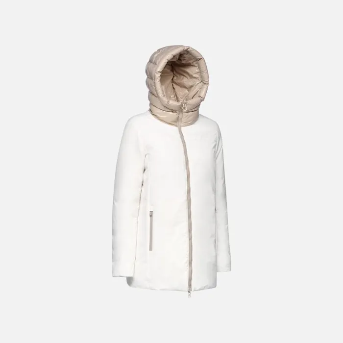 Woman Geox Jackets SPHERICA WOMAN Blanc De BlancString Reversible Jacket Blanc De Blancstring