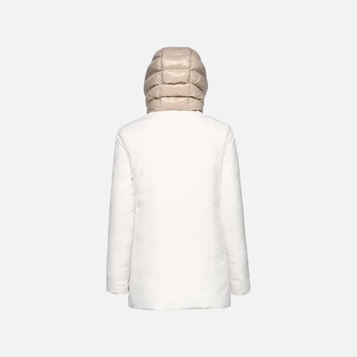 Woman Geox Jackets SPHERICA WOMAN Blanc De BlancString Reversible Jacket Blanc De Blancstring