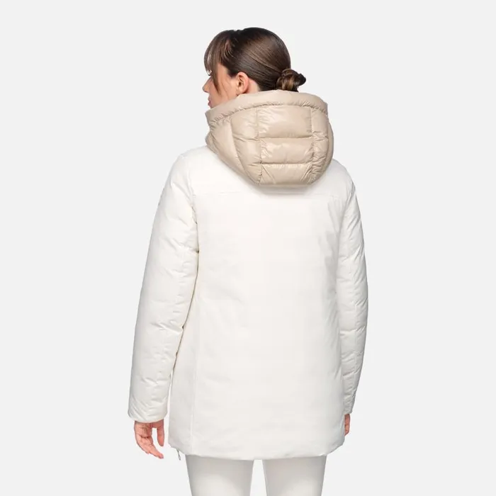 Woman Geox Jackets SPHERICA WOMAN Blanc De BlancString Reversible Jacket Blanc De Blancstring